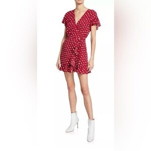 Women’s RAILS Deep Red White‎ Hearts Wrap Mini Dress. Size XS.